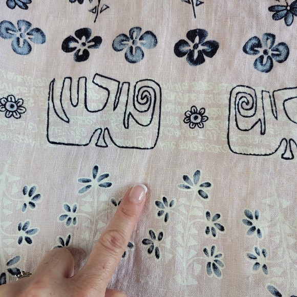 Garson Linen Pant Suit Set Size XS Blue and Cream Elastic Waist Button Top VTG - Picture 11 of 13